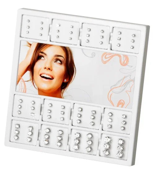 Display mit 36 Paar Ohrstecker Zirkonia rund Silber 925/000 rhodiniert - MeinSchmuckShop
