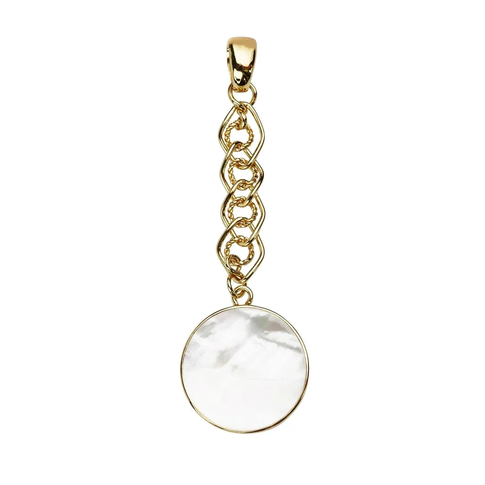 Anhänger Perlmutt, rund (20 mm), 6,4cm, vergoldet - MeinSchmuckShop