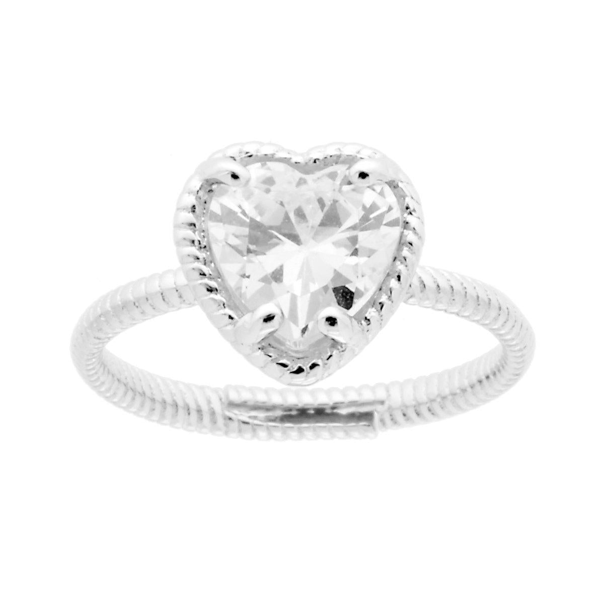 Solitärring mit weißem kubischem Zirkon aus 925er Silber, rhodiniert. - MeinSchmuckShop