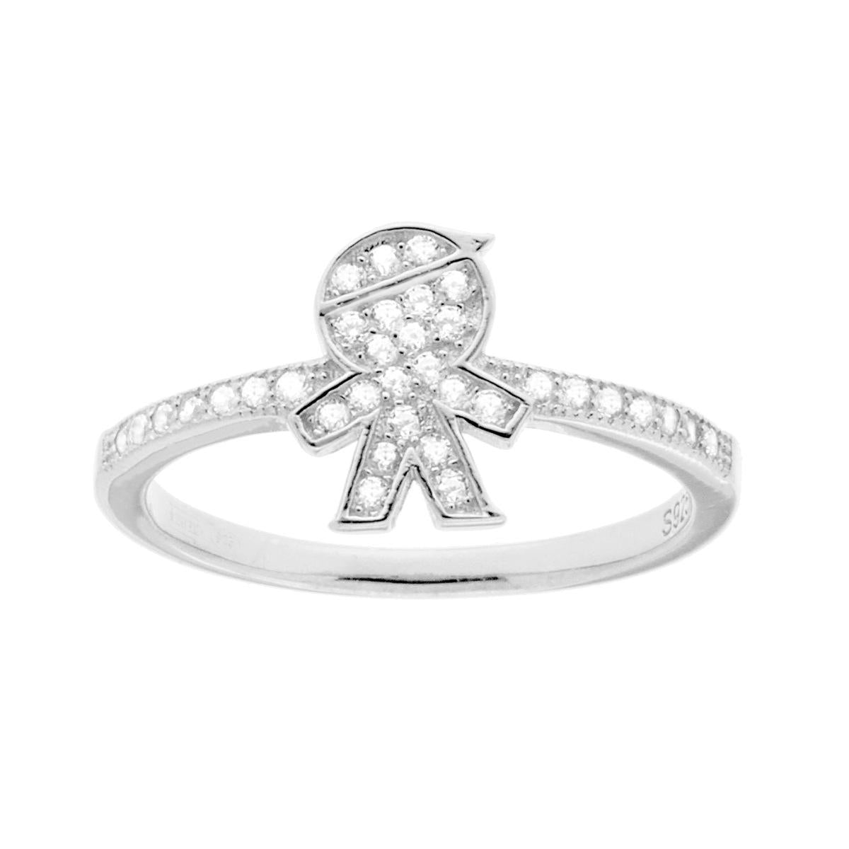 Familierring mit Sohn, Junge, Cubic Zirconia, weiße Steine, Silber 925, galvanisch rhodiniert - MeinSchmuckShop