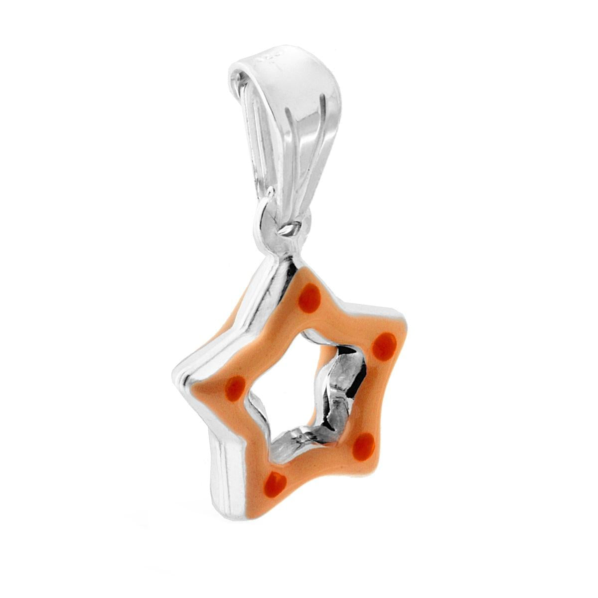 Anhänger für Jungen und Mädchen mit orange emailliertem Stern aus 925er Silber - MeinSchmuckShop