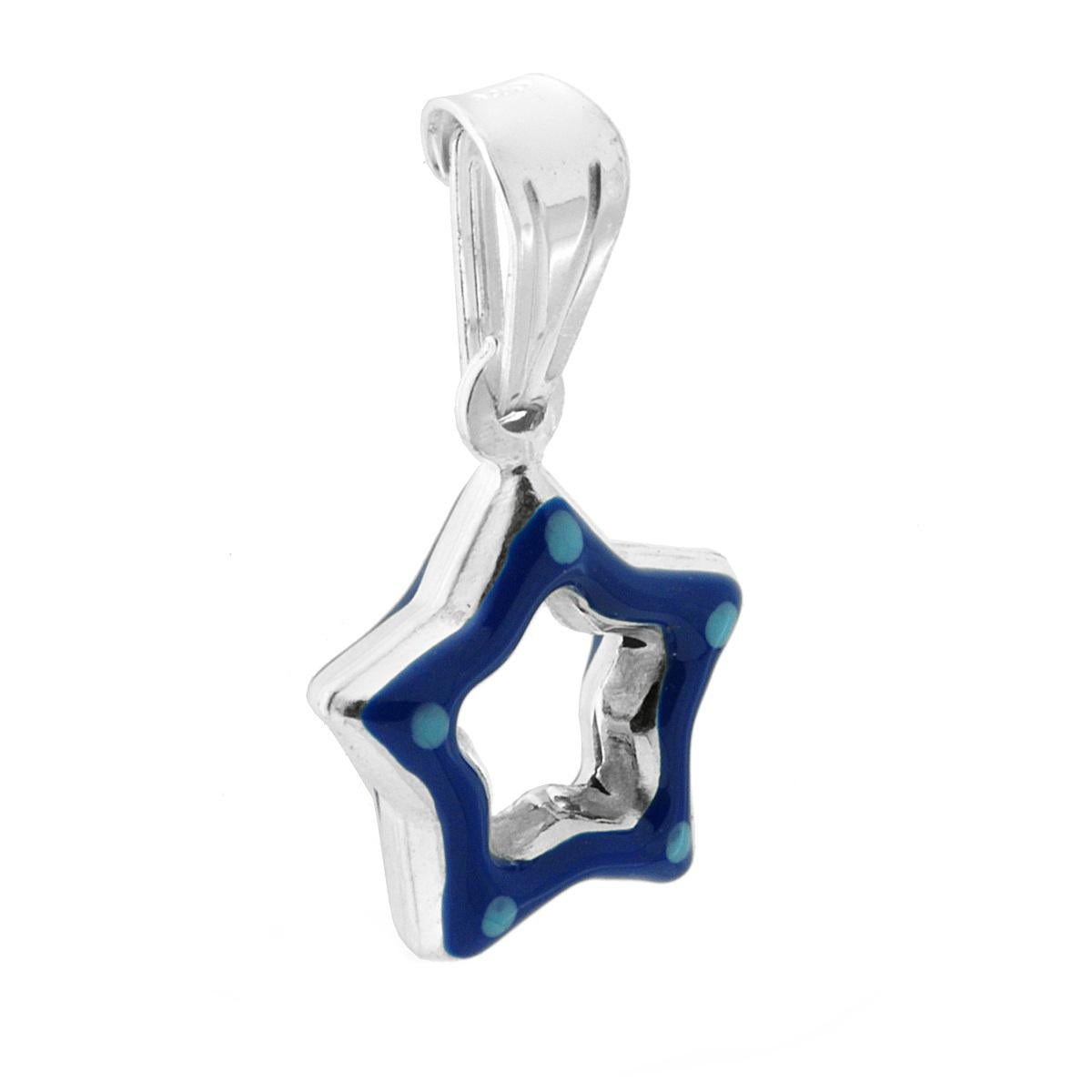 Anhänger für Jungen und Mädchen mit blau emailliertem Stern aus 925er Silber - MeinSchmuckShop
