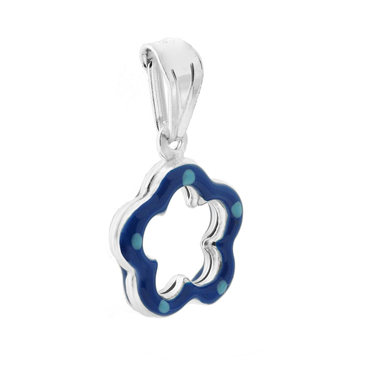 Anhänger für Jungen und Mädchen mit blau emaillierter Blume aus 925er Silber - MeinSchmuckShop