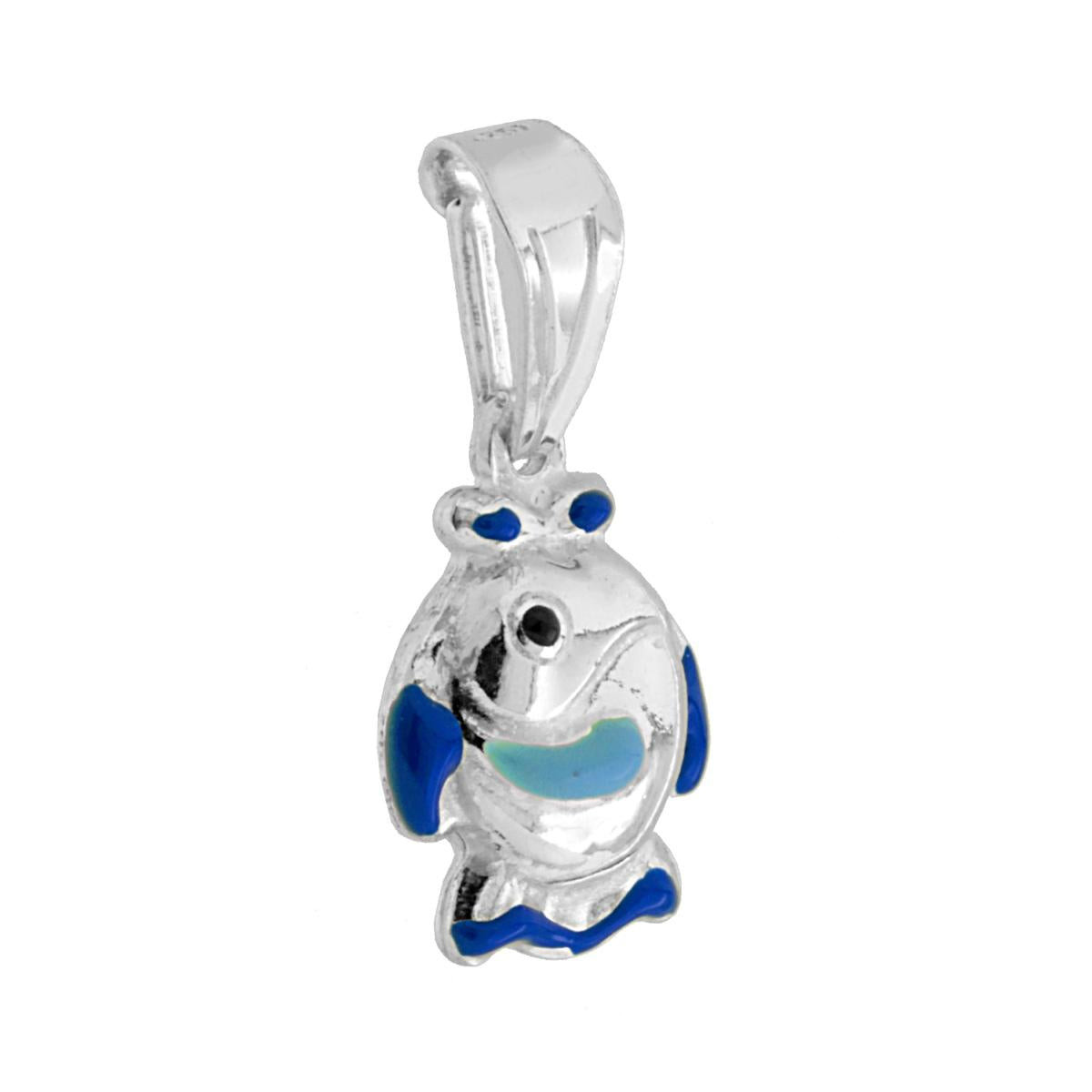 Anhänger für Jungen und Mädchen mit blau emailliertem Fisch aus 925er Silber - MeinSchmuckShop