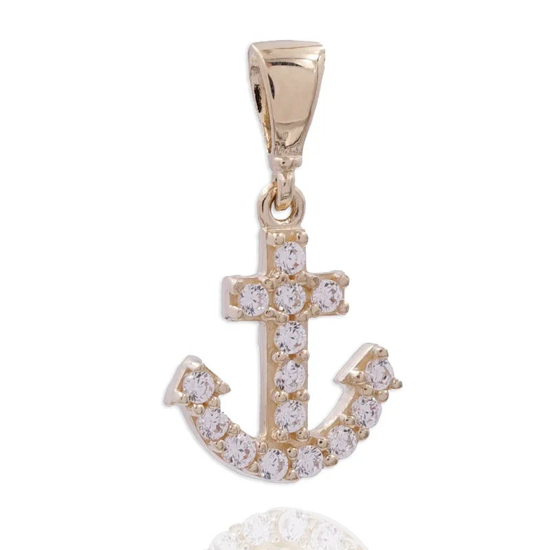 Anhänger Anker mit 15 Zirkonia Gold 333/000 - MeinSchmuckShop