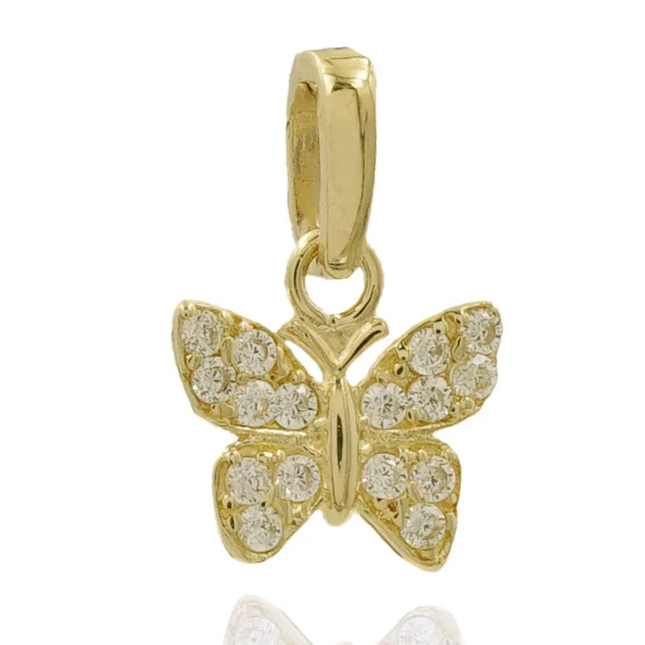 Anhänger Schmetterling mit 16 Zirkonia Gold 333/000 - MeinSchmuckShop