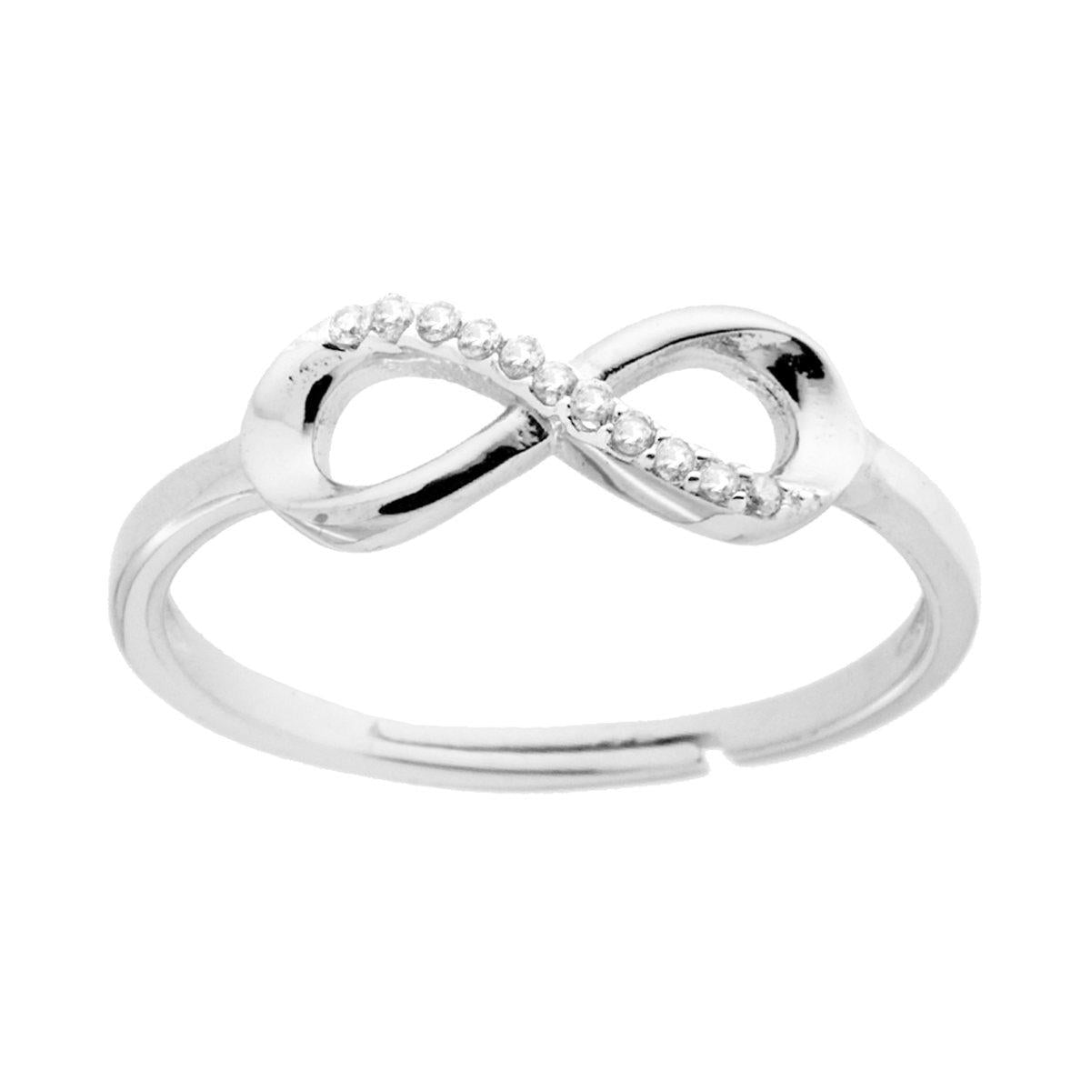 Infinity-Ring mit weißen Cubic-Zirkonien, Silber 925, rhodiniert - MeinSchmuckShop