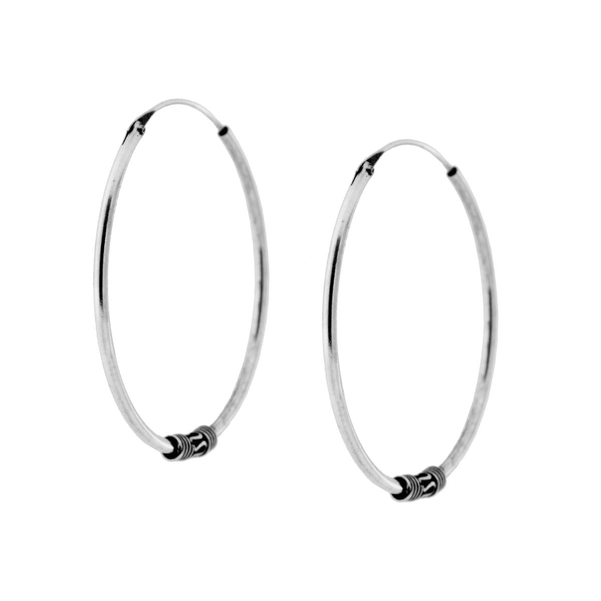 Hoop-Ohrringe mit ethnischer Verzierung, 1,2 × 30 mm, Silber 925 - MeinSchmuckShop