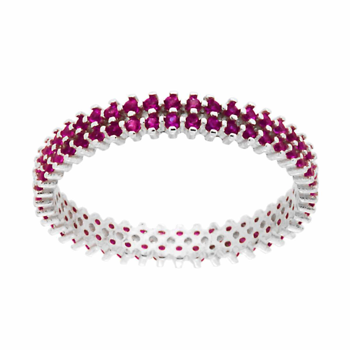 Eternity-Veretta mit rubinrotem Cubic Zirconia aus 925er Silber, rhodiniert - MeinSchmuckShop