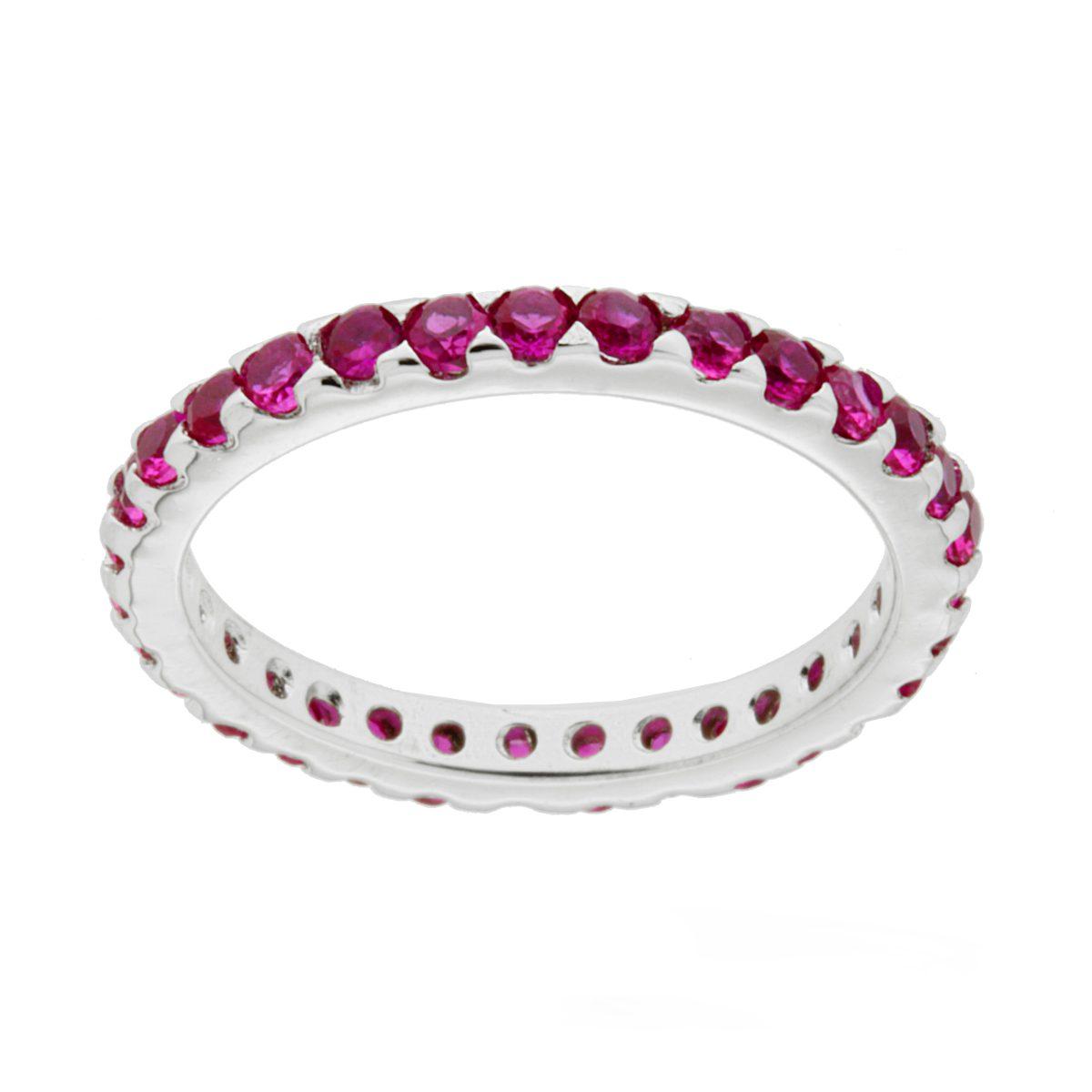 Eternity-Veretta mit Cubic Zirconia Rubinrot, 2 mm Breite, Silber 925 mit Rhodium-Beschichtung - MeinSchmuckShop