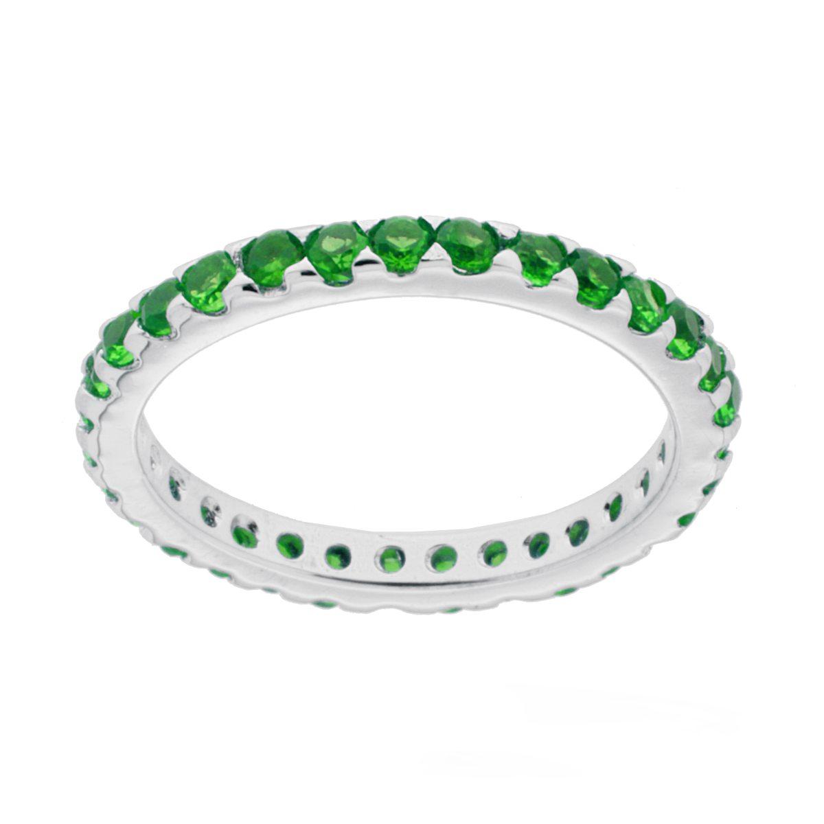 Eternity-Veretta mit Cubic Zirconia Smaragdgrün 2 mm aus Silber 925 Rhodium-beschichtet - MeinSchmuckShop