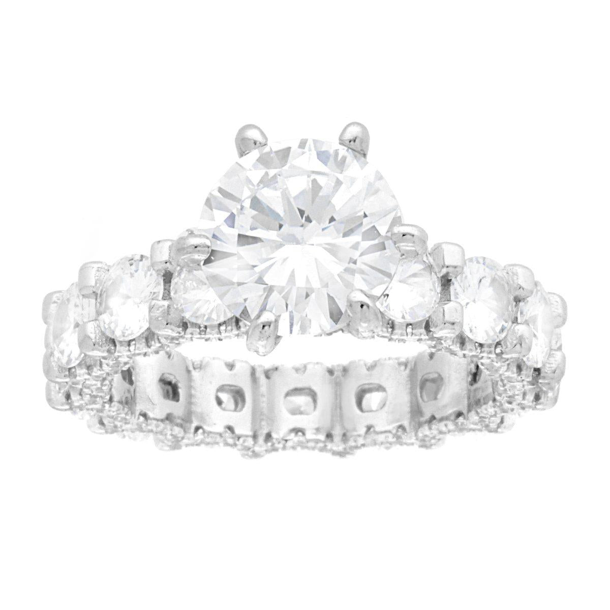 Solitärring mit weißem Cubic-Zirconia, Eternity-Modell, aus Silber 925, rhodiniert - MeinSchmuckShop