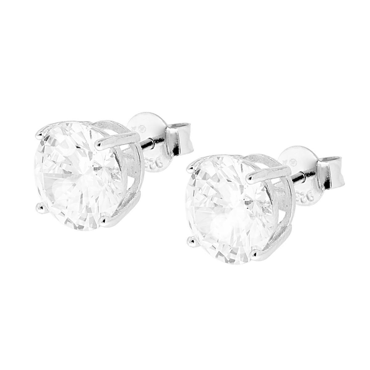 Ohrringe rundes Punto-Luce mit weißem Zirkon, 9 mm, aus 925er Silber, rhodiniert - MeinSchmuckShop