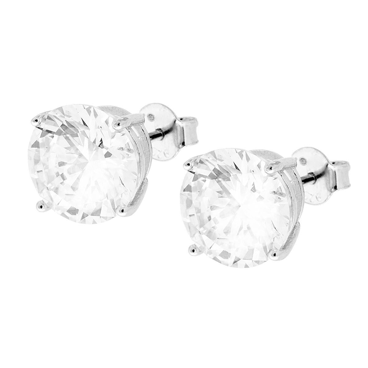 Ohrringe Punkt-Licht Rund mit Weißzirkon, Ø 10 mm, 925er Silber, rhodiniert - MeinSchmuckShop