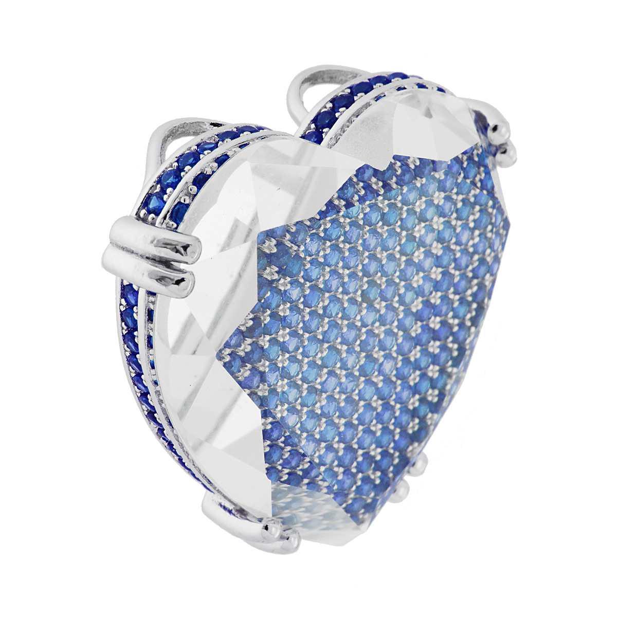 Herzanhänger mit blauen Zirkonen und Saphiren aus 925er Silber, rhodiniert. - MeinSchmuckShop