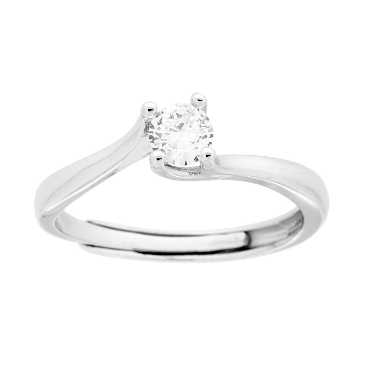 Solitärring mit weißem Cubic Zirconia, 4 mm, Silber 925 rhodiniert - MeinSchmuckShop