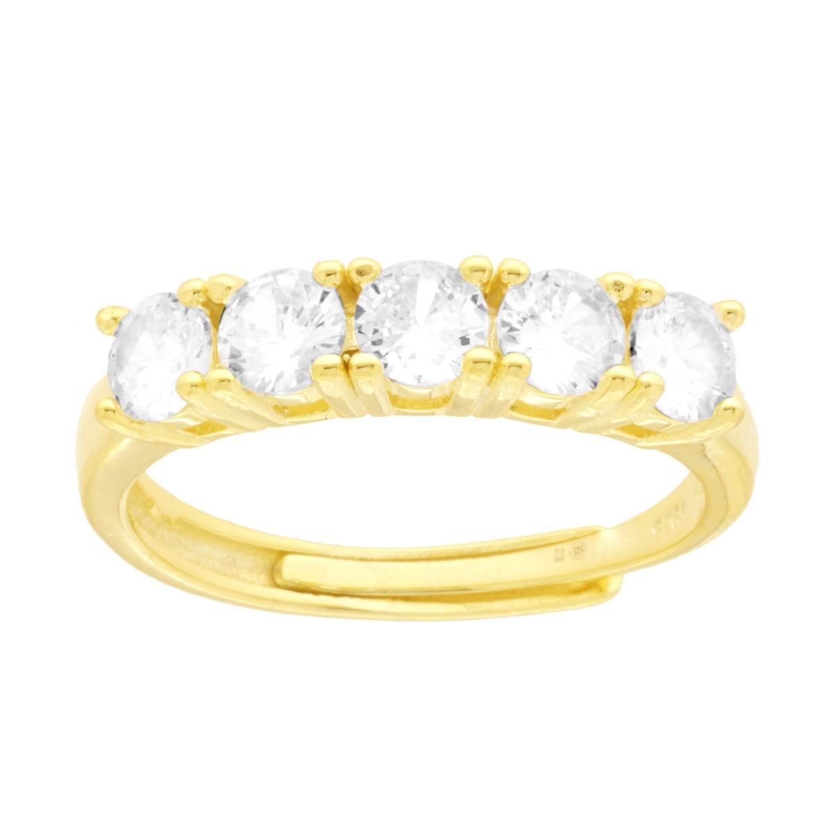 Veretta-Ring mit weißen Cubic Zirconia, 4 mm, aus 925er Silber, goldgalvanisiert - MeinSchmuckShop