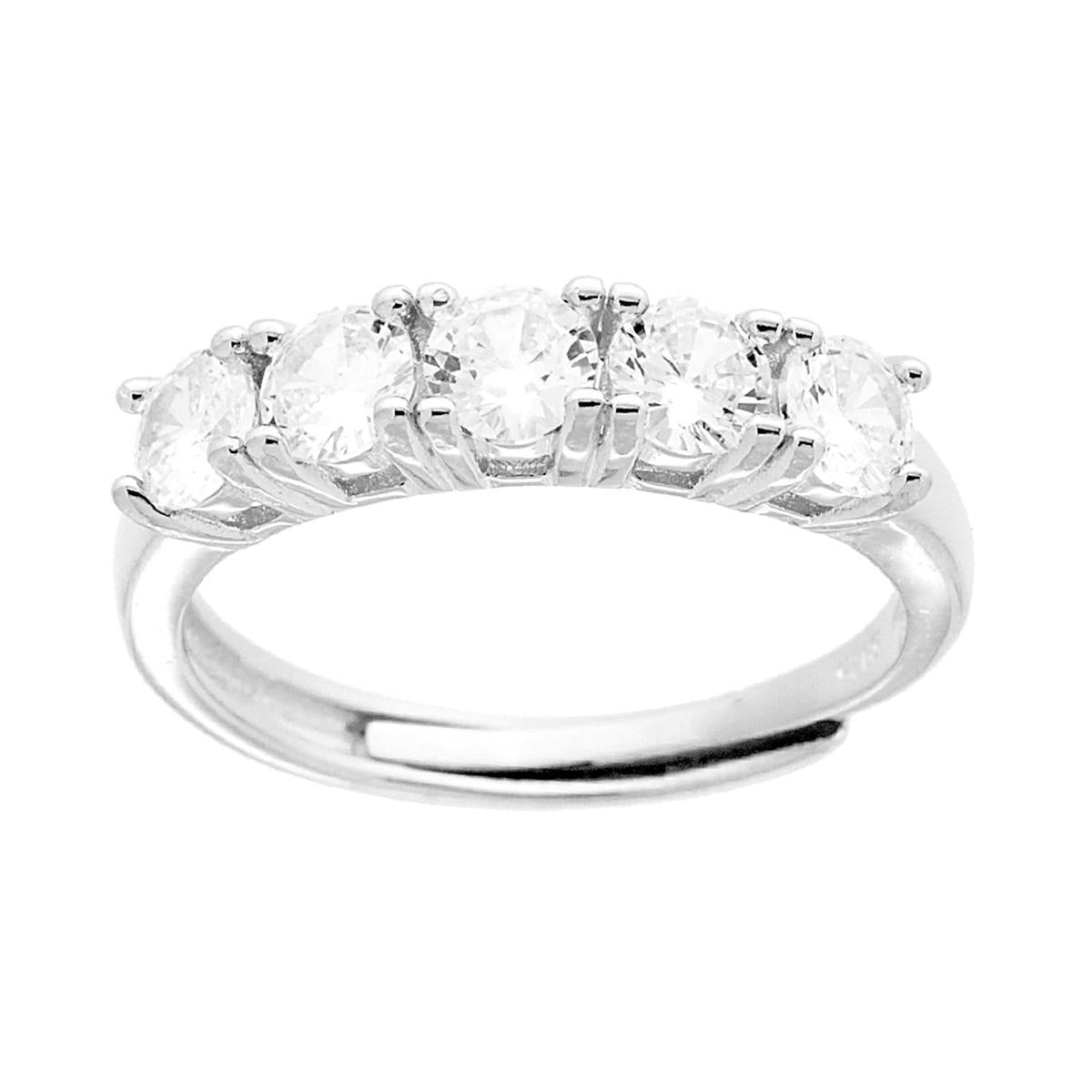 Veretta-Ring mit weißen Cubic-Zirconia, 4 mm, Silber 925, rhodiniert - MeinSchmuckShop