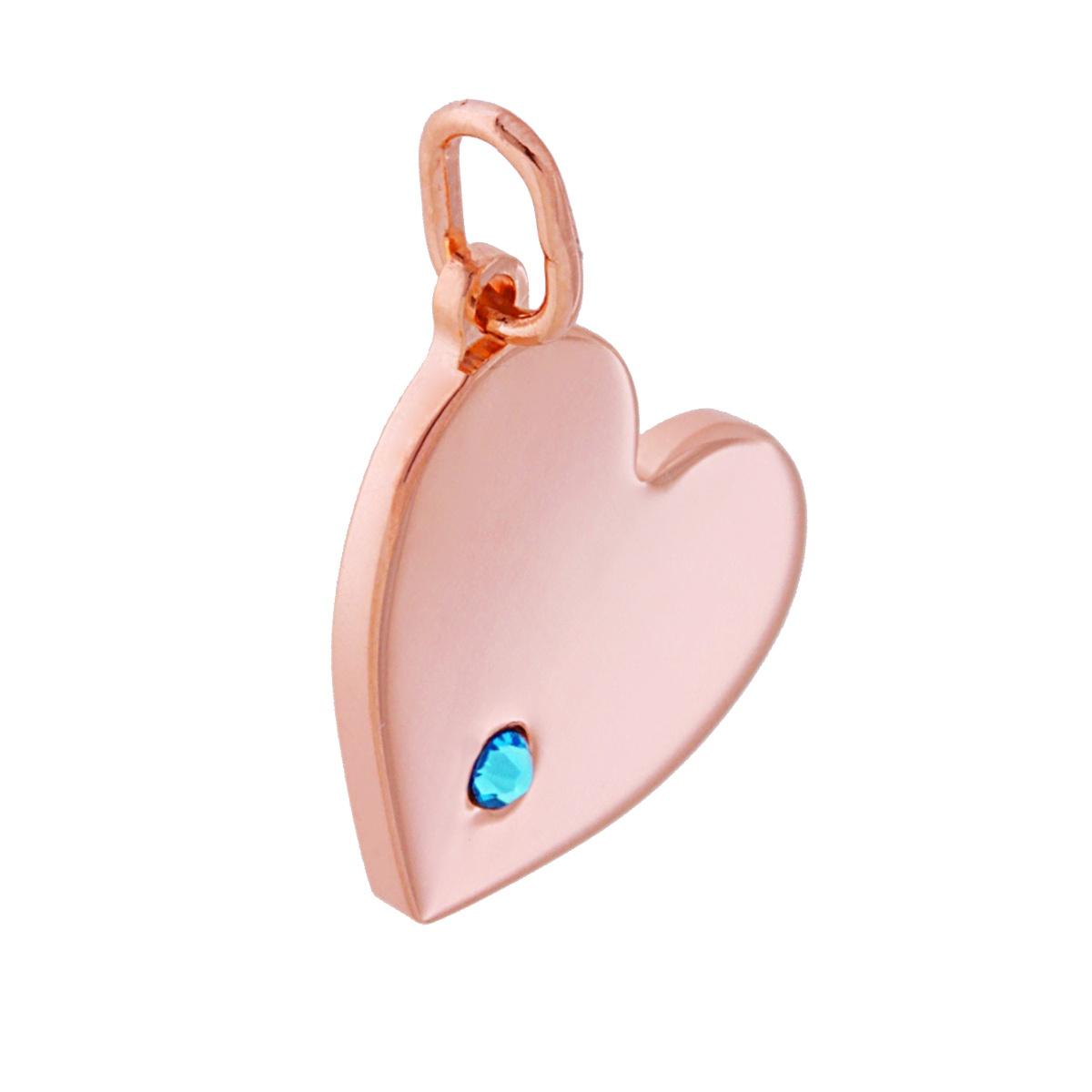 Herzanhänger schlicht mit blauem Zirkon aus 925er Silber, roségold-plättiert - MeinSchmuckShop