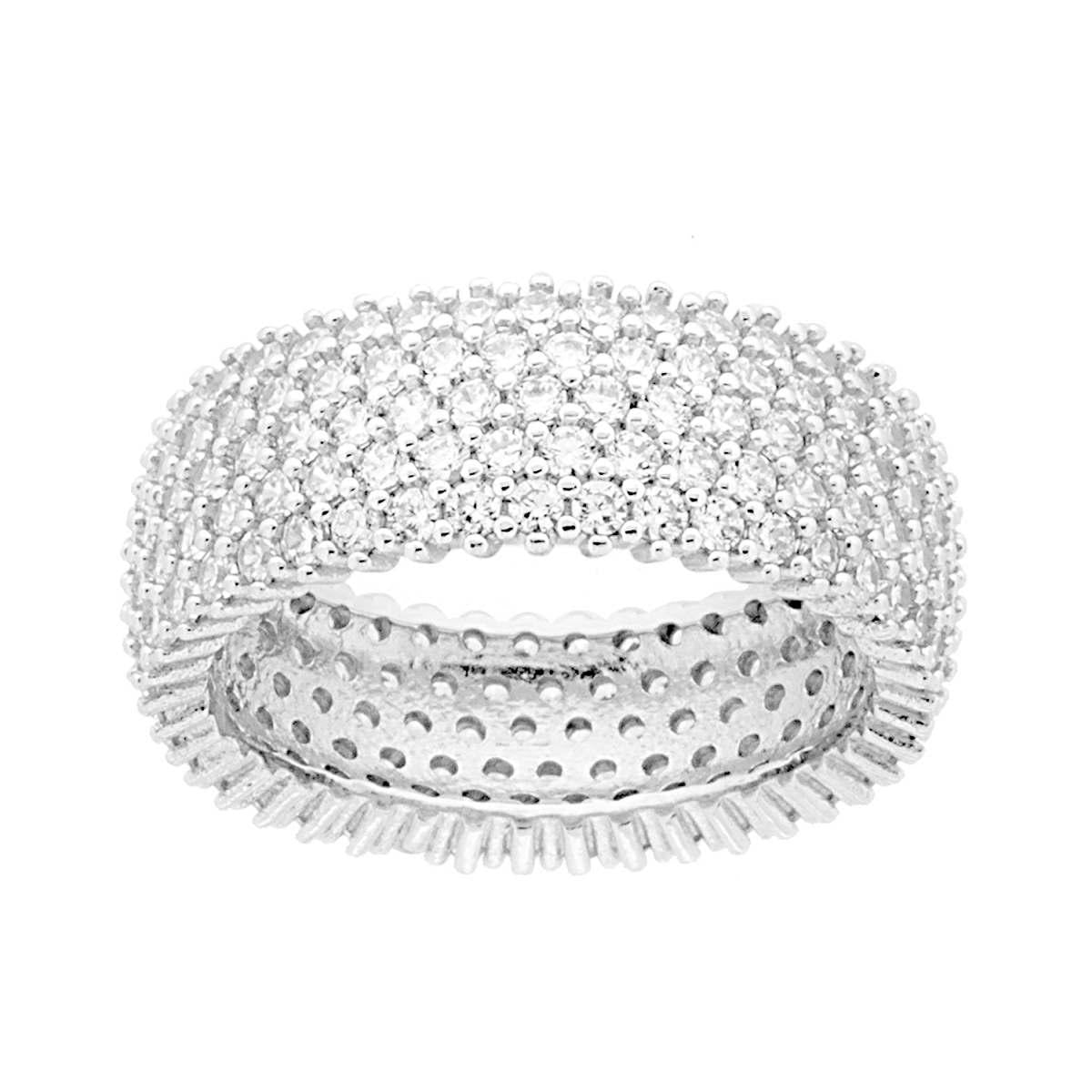 Ring, breites Band mit weißen Cubic Zirconia aus 925er Silber, ruthenium galvanisiert - MeinSchmuckShop