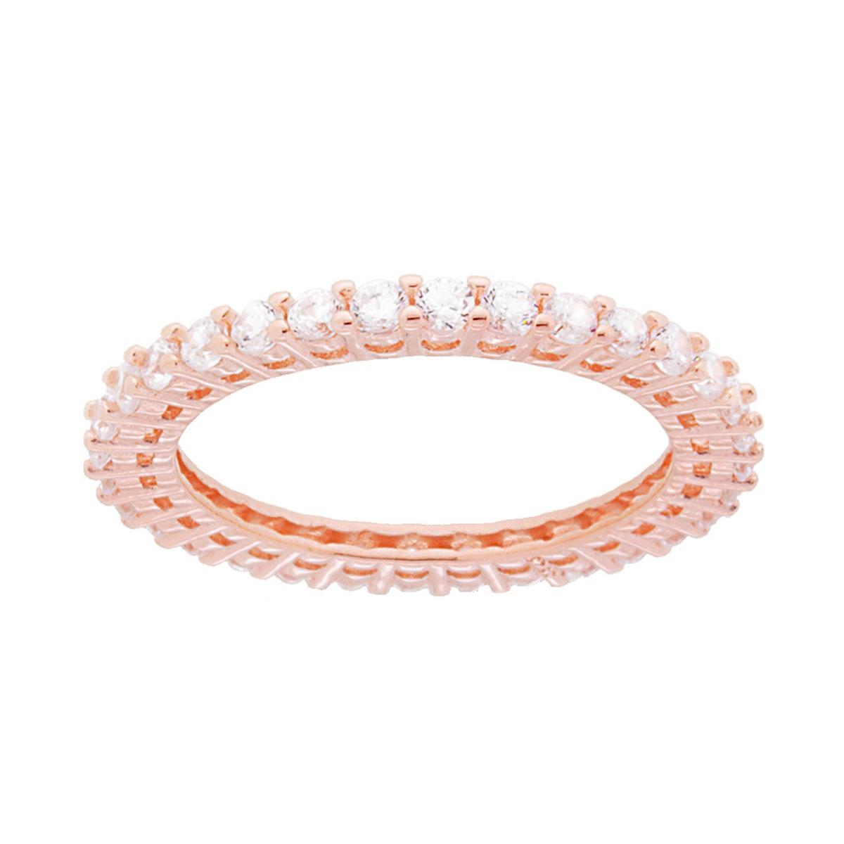 Eternity-Veretta mit weißen Zirkonen, 2 mm, aus 925er Silber, roségold galvanisiert - MeinSchmuckShop