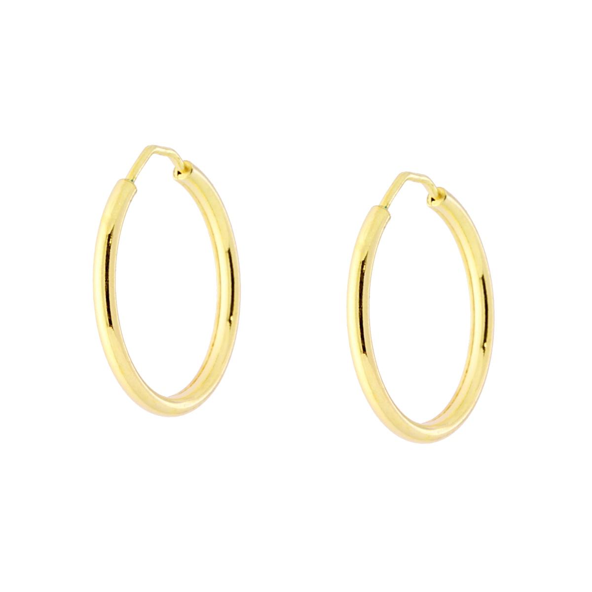 Hoop-Ohringe glatt Ø 20 mm, Drahtquerschnitt 1,7 mm, aus 925er Silber, galvanisch vergoldet - MeinSchmuckShop