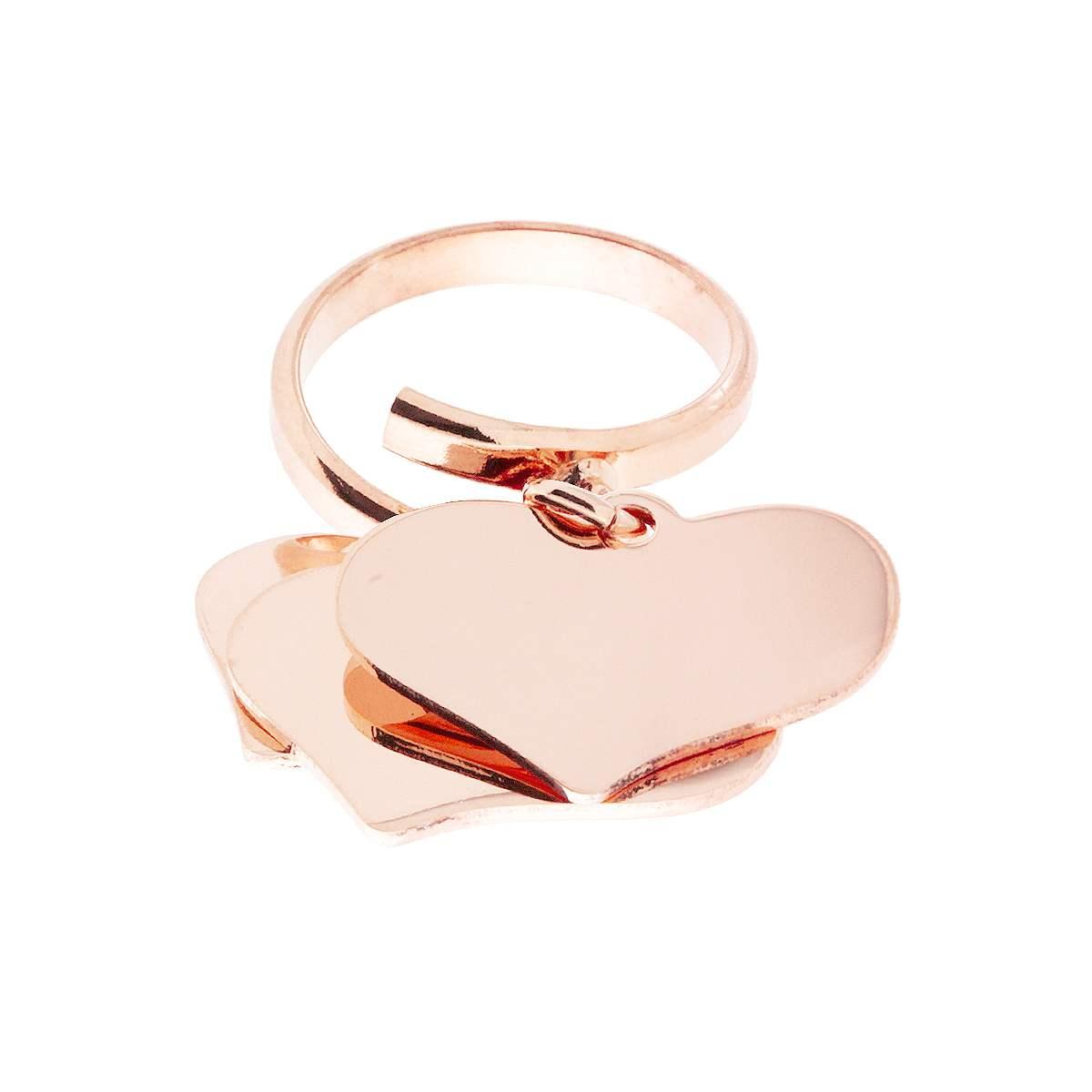 Ring Amore Love mit drei hängenden Herzen, Ø 23 mm, Silber 925, rosé-plattiert - MeinSchmuckShop