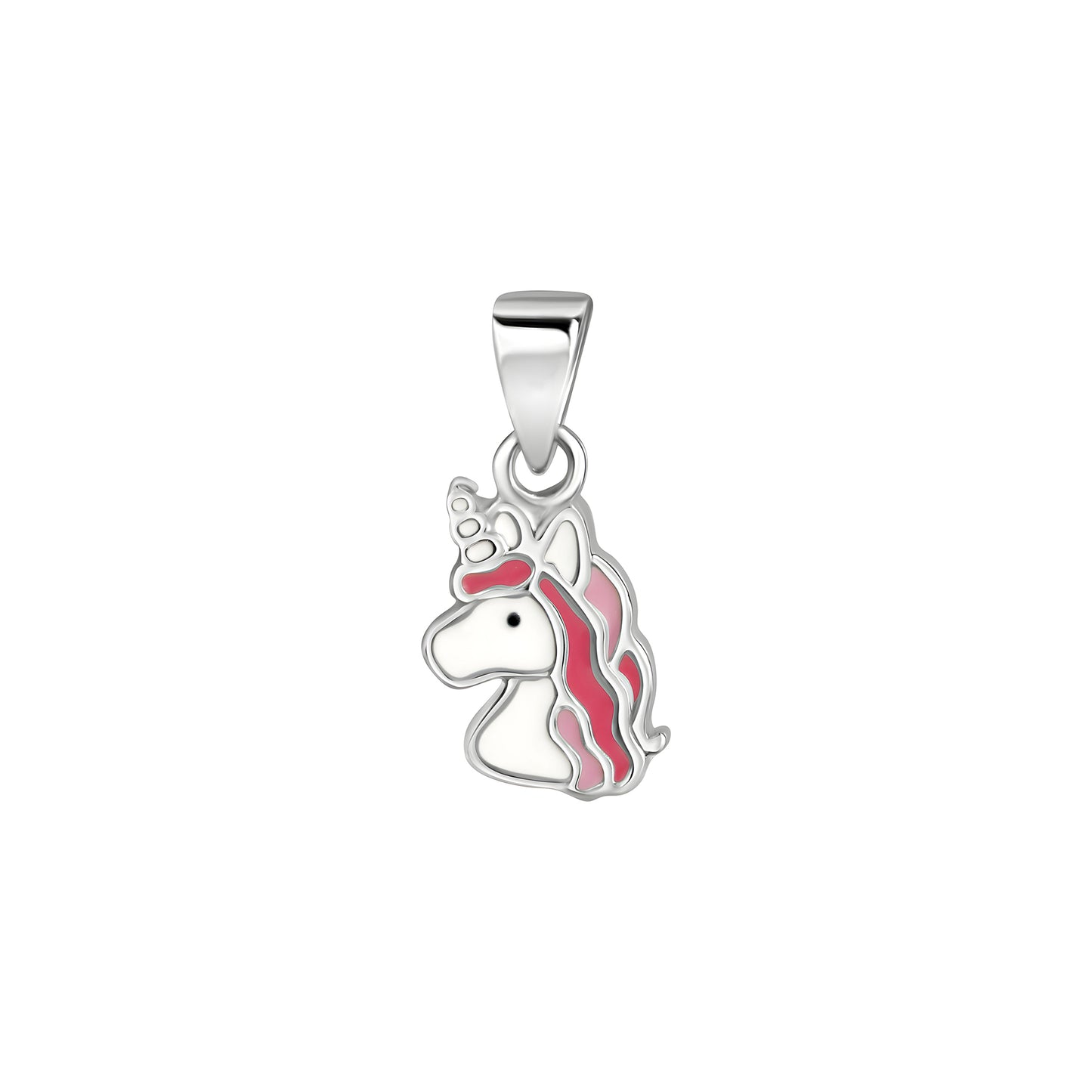 925/- Sterling Silber rhodiniert Einhorn Lack