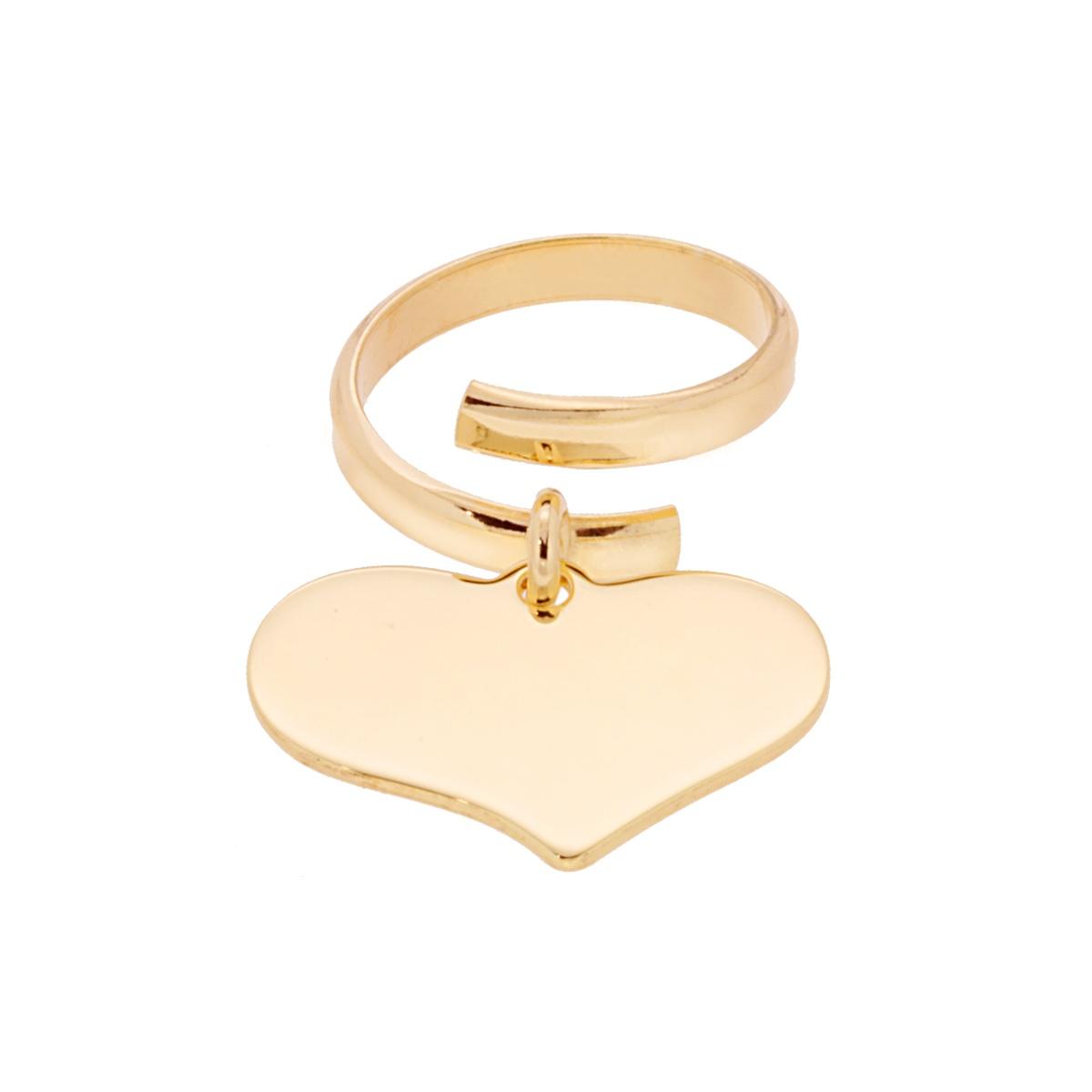 Ring Liebe mit Herz-Anhänger, glatt, 23 mm, Silber 925, vergoldet - MeinSchmuckShop