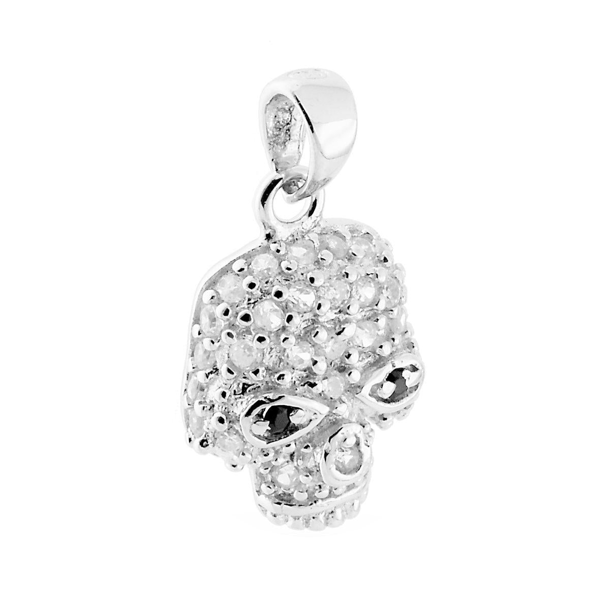 Anhänger Schädel mit Zirkonien in 925er Silber, galvanisch rhodiniert. - MeinSchmuckShop