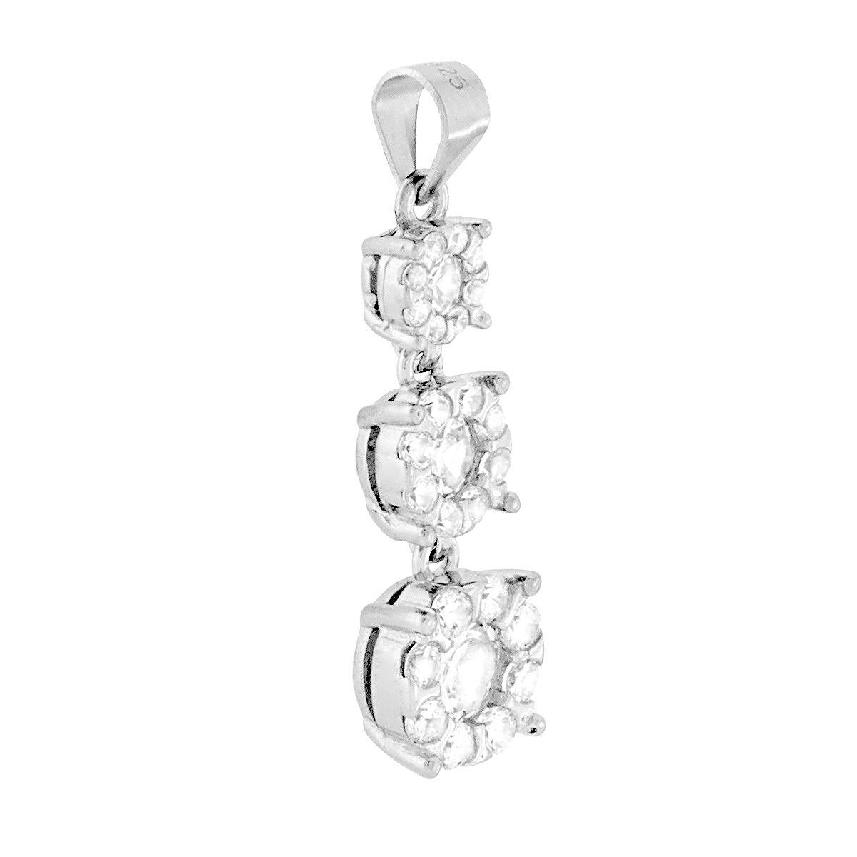 Anhänger Trilogy Blumen degradé mit weißen Zirkonen, 925er Silber rhodiniert - MeinSchmuckShop