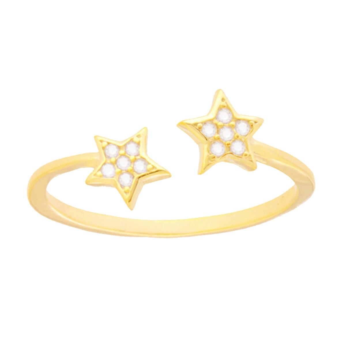Ring mit weißen Zirkonia-Steinen aus 925er Silber, vergoldet. - MeinSchmuckShop