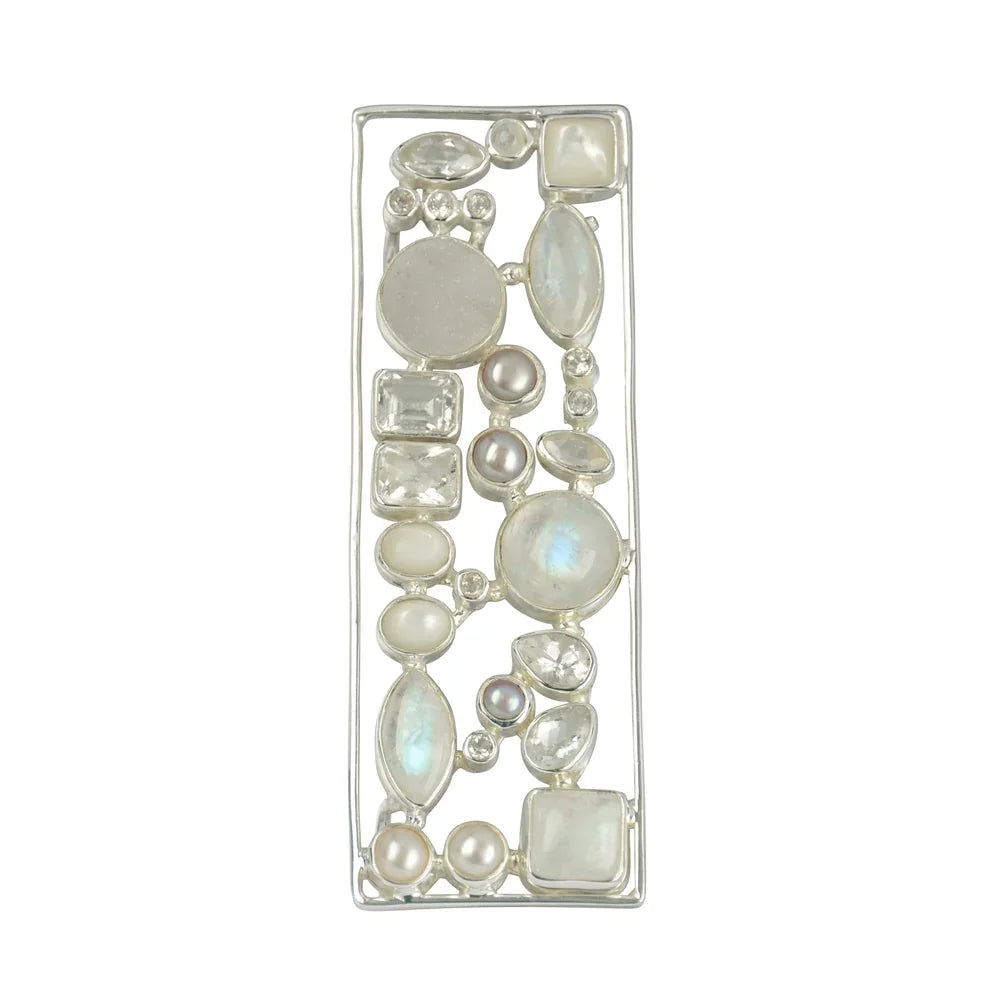 Anhänger Labradorit, Perle, Topas, Perlmutt, Achat, ca. 9,5cm - MeinSchmuckShop