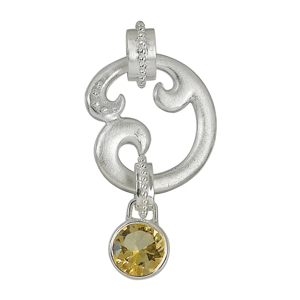 Anhänger "Paisley", Silber, Citrin (gebr.) facettiert, 5cm - MeinSchmuckShop