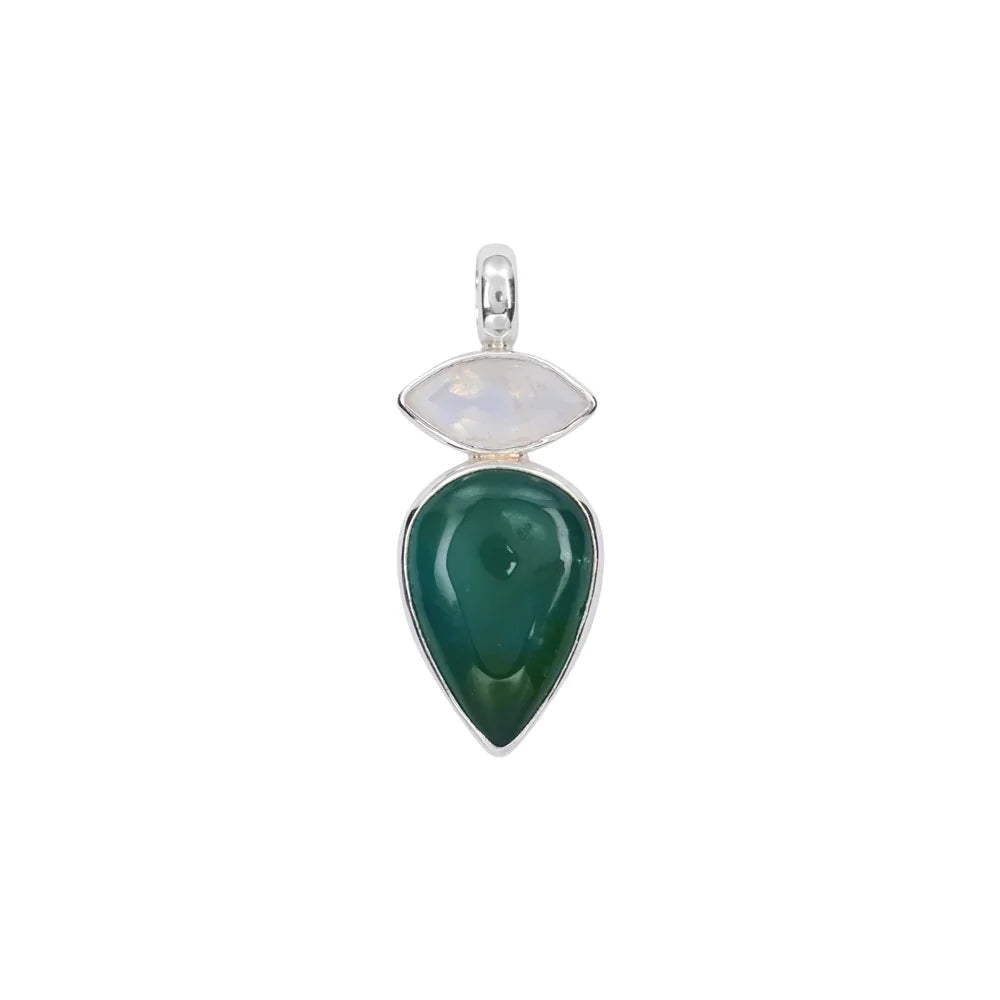 Anhänger, Gemsilica-Tropfen, weißer Labradorit, 3,5 - 4,0cm - MeinSchmuckShop