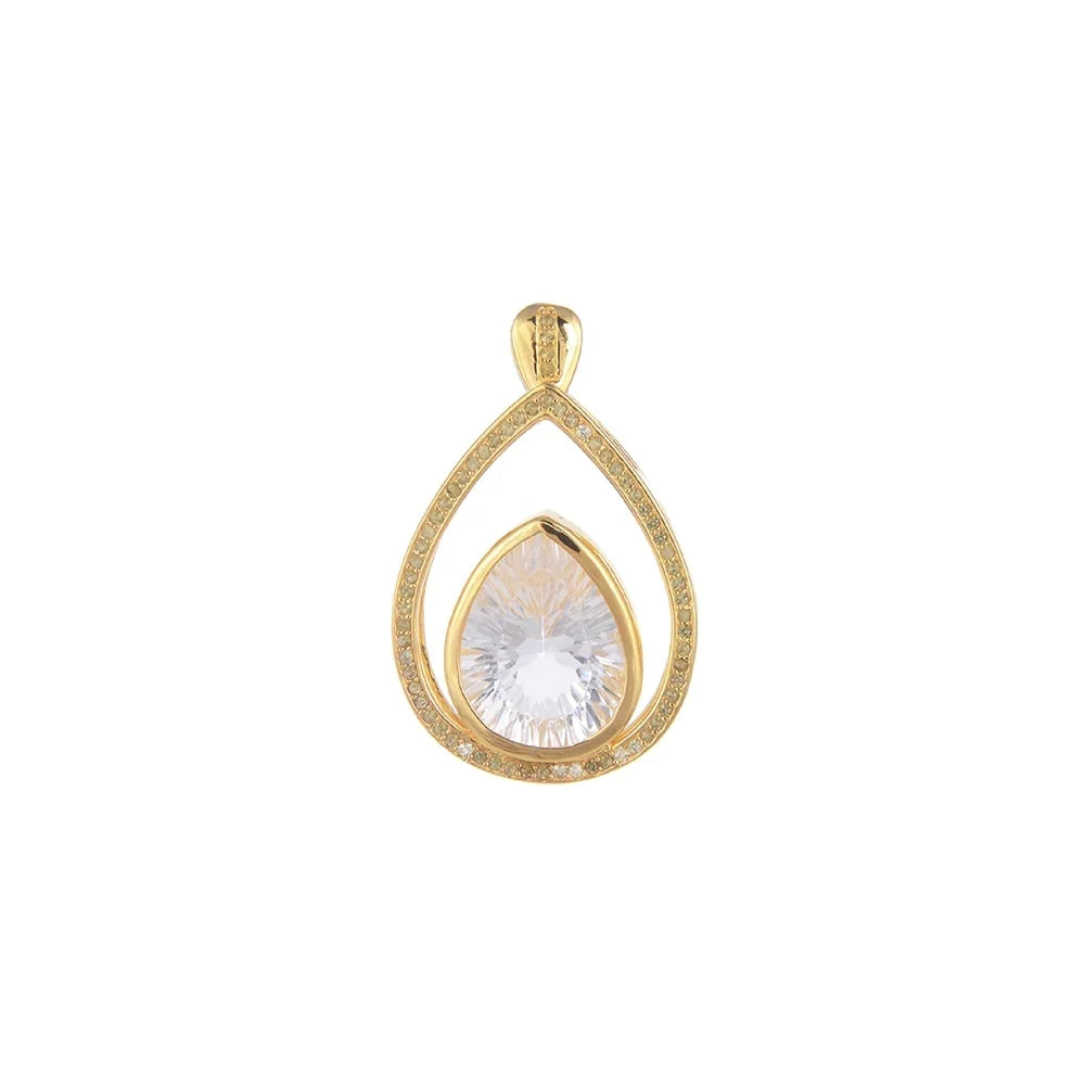 Anhänger Bergkristall, Tropfen mit Peridot, 3,5cm, vergoldet - MeinSchmuckShop