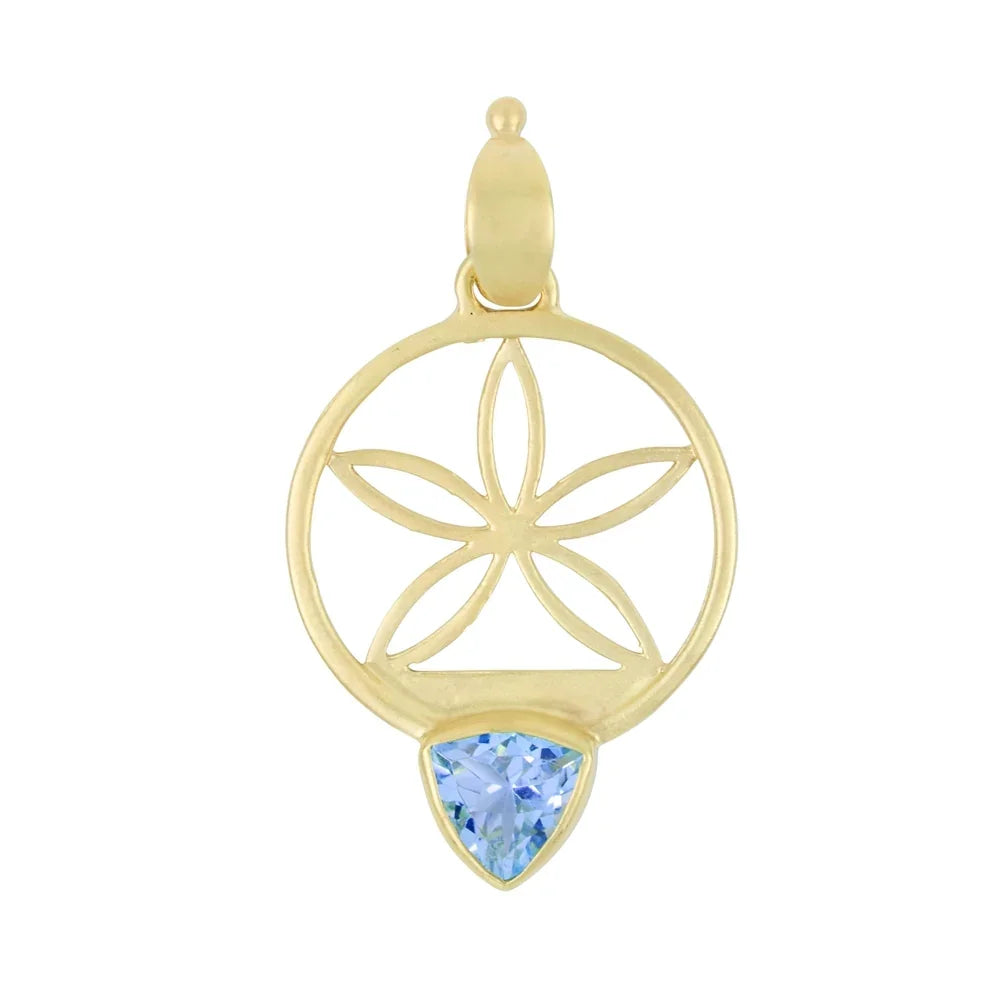 Anhänger Topas blau Trillion, Blume, 4,8cm, vergoldet - MeinSchmuckShop
