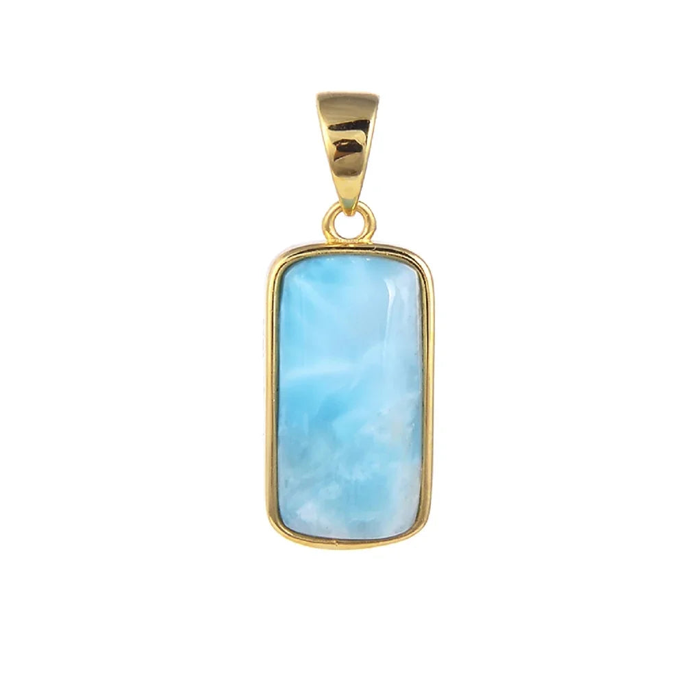 Anhänger Larimar, Rechteck (8 x 16mm), 2,2cm, vergoldet - MeinSchmuckShop