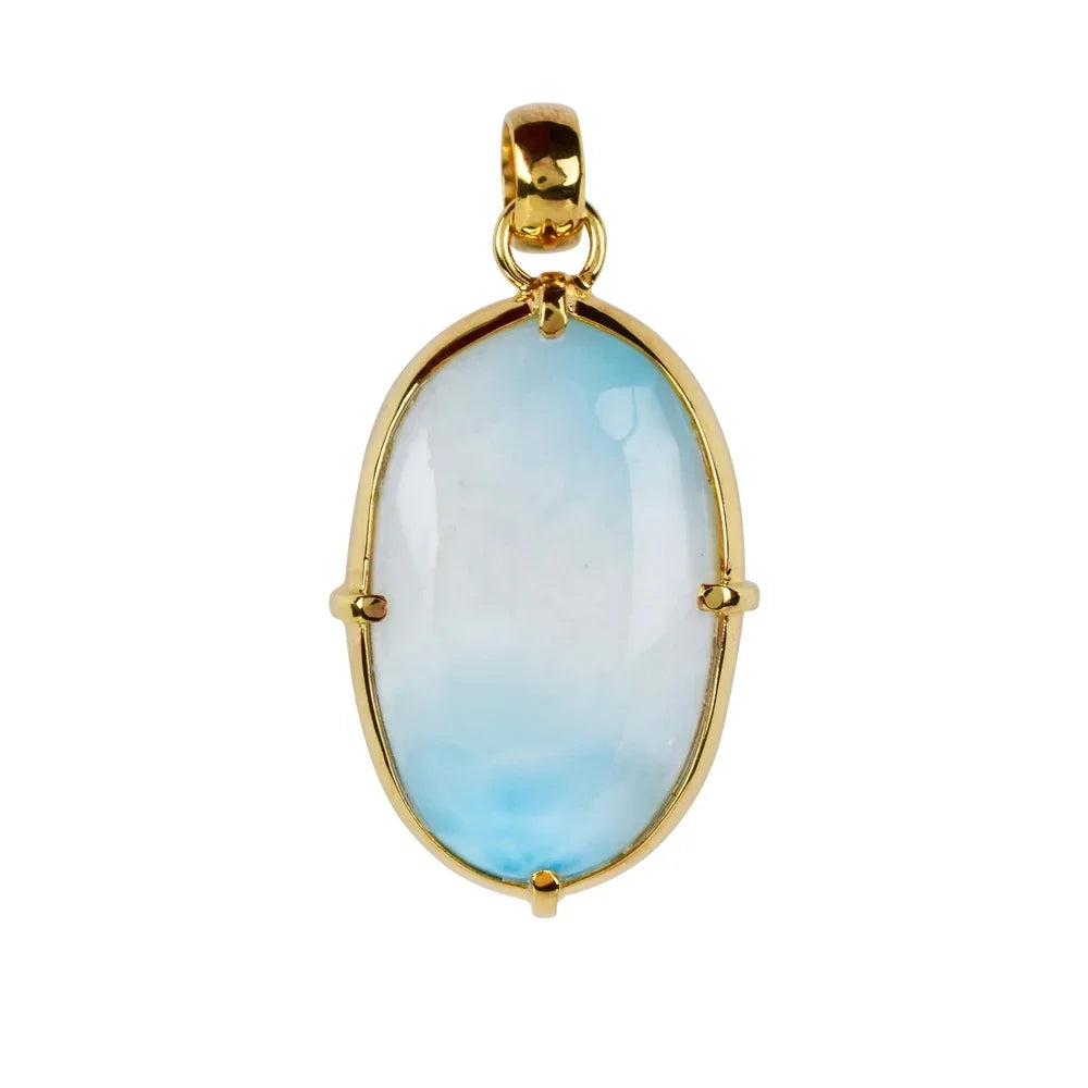Anhänger Larimar Oval (32 x 21mm), 4,5cm, vergoldet - MeinSchmuckShop