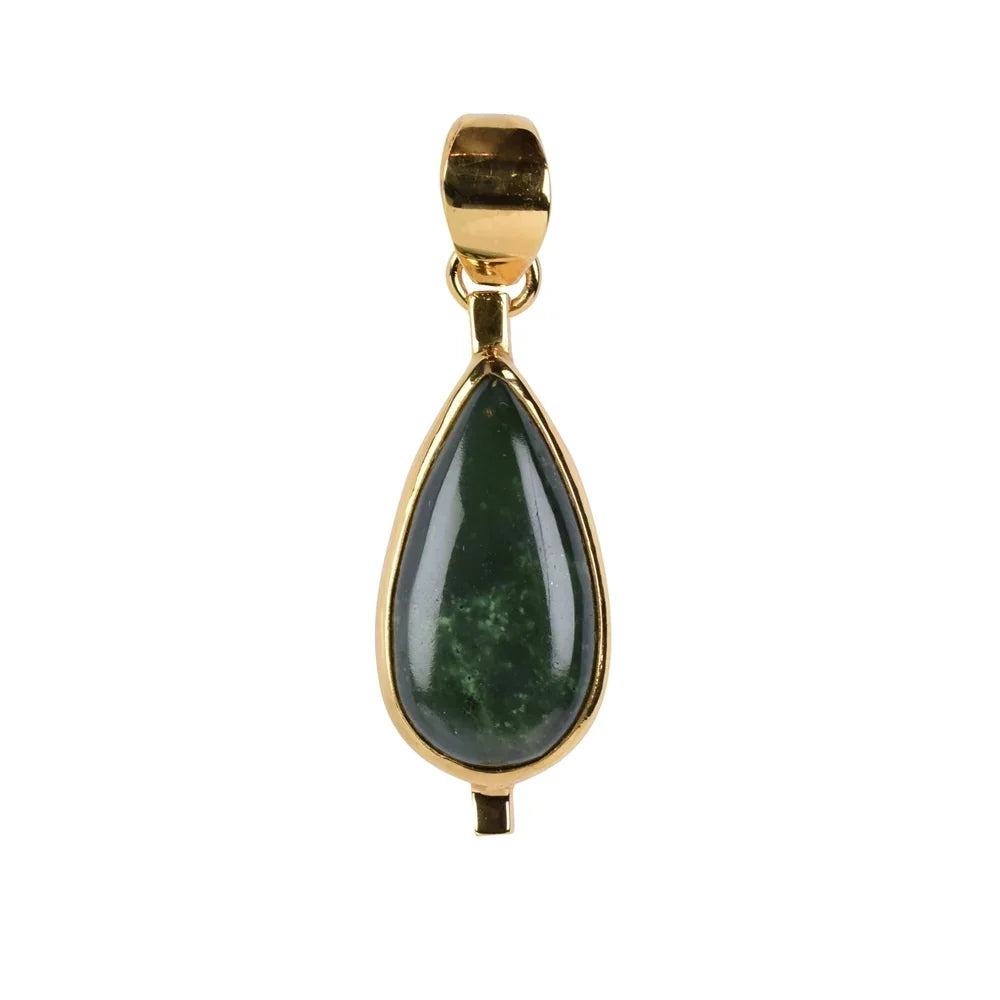 Anhänger Nephrit-Jade, Tropfen, 3,7cm, vergoldet - MeinSchmuckShop