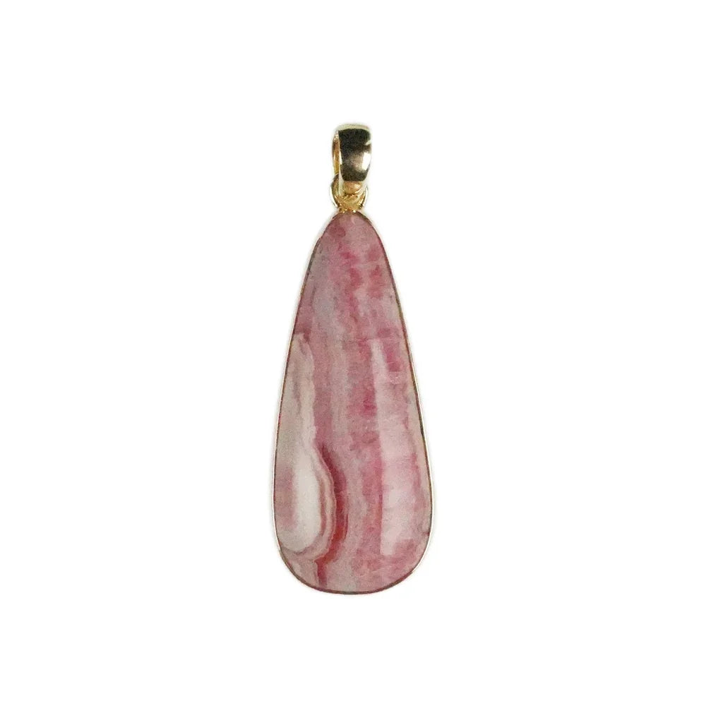 Anhänger Rhodochrosit Tropfen (31 x 19mm), 4,2cm, vergoldet - MeinSchmuckShop