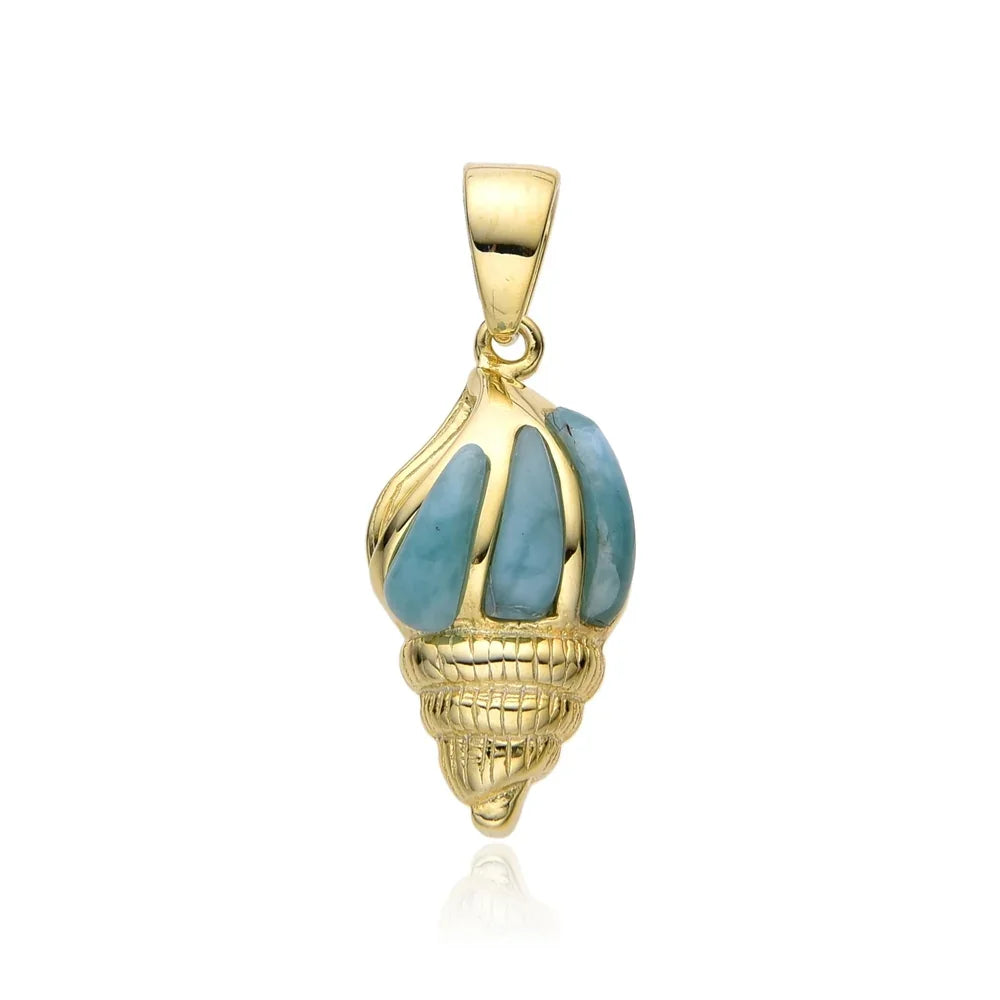 Anhänger Larimar, Muschel, 1,7cm, vergoldet - MeinSchmuckShop