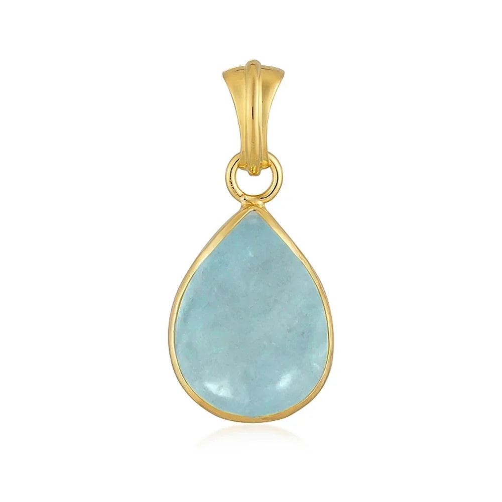 Anhänger Aquamarin Tropfen (20 x 15mm), 3,0cm, vergoldet - MeinSchmuckShop