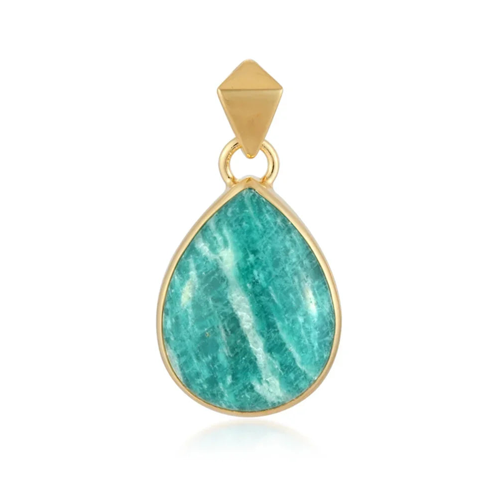 Anhänger Amazonit, Tropfen (18 x 14mm), 2,9cm, vergoldet - MeinSchmuckShop