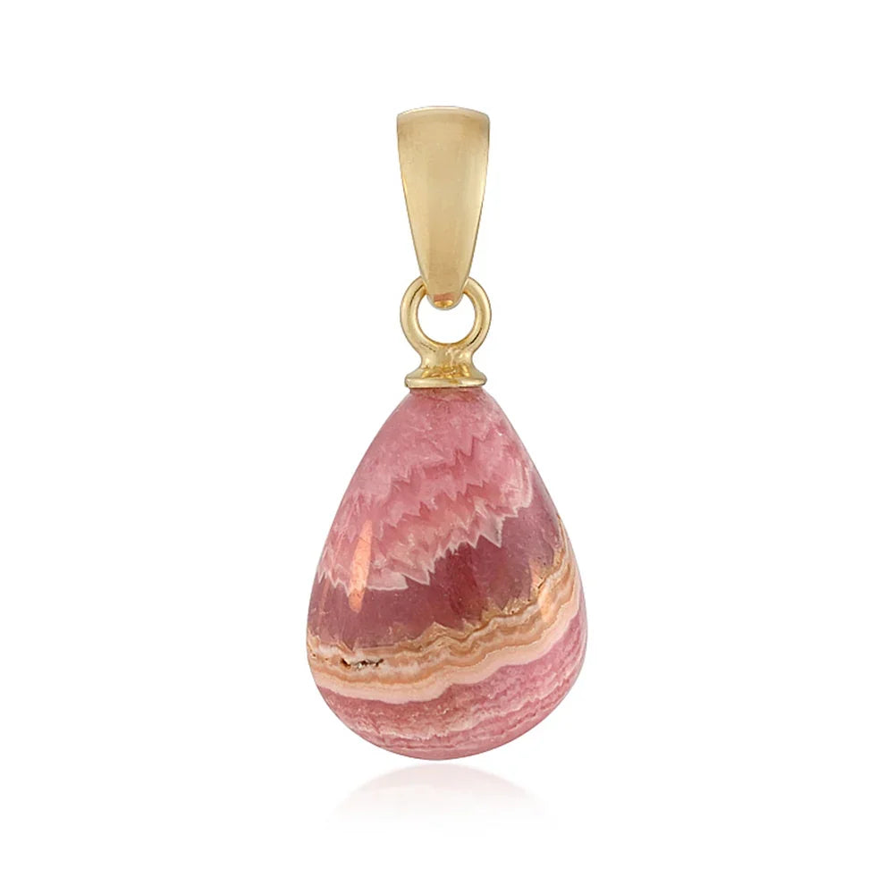 Anhänger Rhodochrosit, Freeform (20 x 11mm), 3,2cm, vergoldet - MeinSchmuckShop