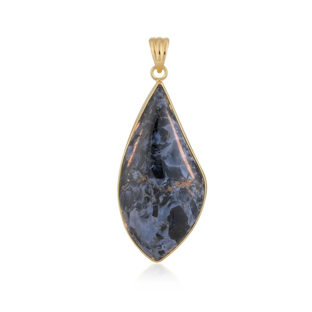 Anhänger Pietersit, Freeform (50 x 28mm), 6,4cm, vergoldet - MeinSchmuckShop