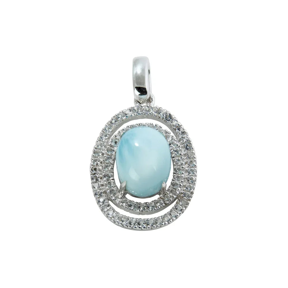 Serie 8 Anhänger Larimar, Topas, 2,5cm, rhodiniert - MeinSchmuckShop