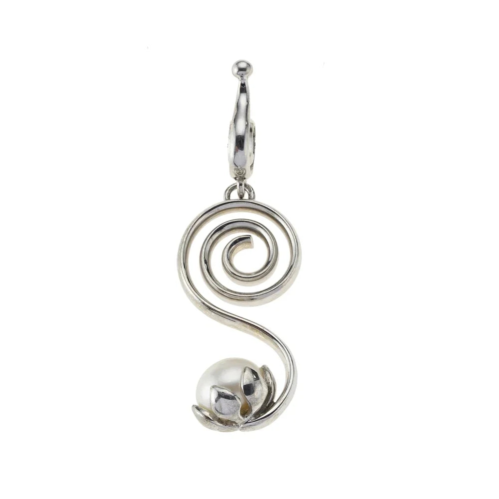 Anhänger Spirale mit Perle, 5,3cm, rhodiniert - MeinSchmuckShop