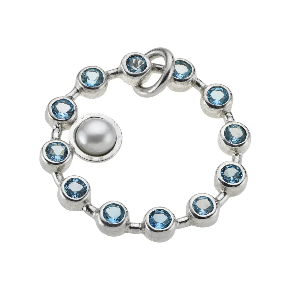 Anhänger Topas blau facettiert, Perle, 3,8cm, rhodiniert - MeinSchmuckShop