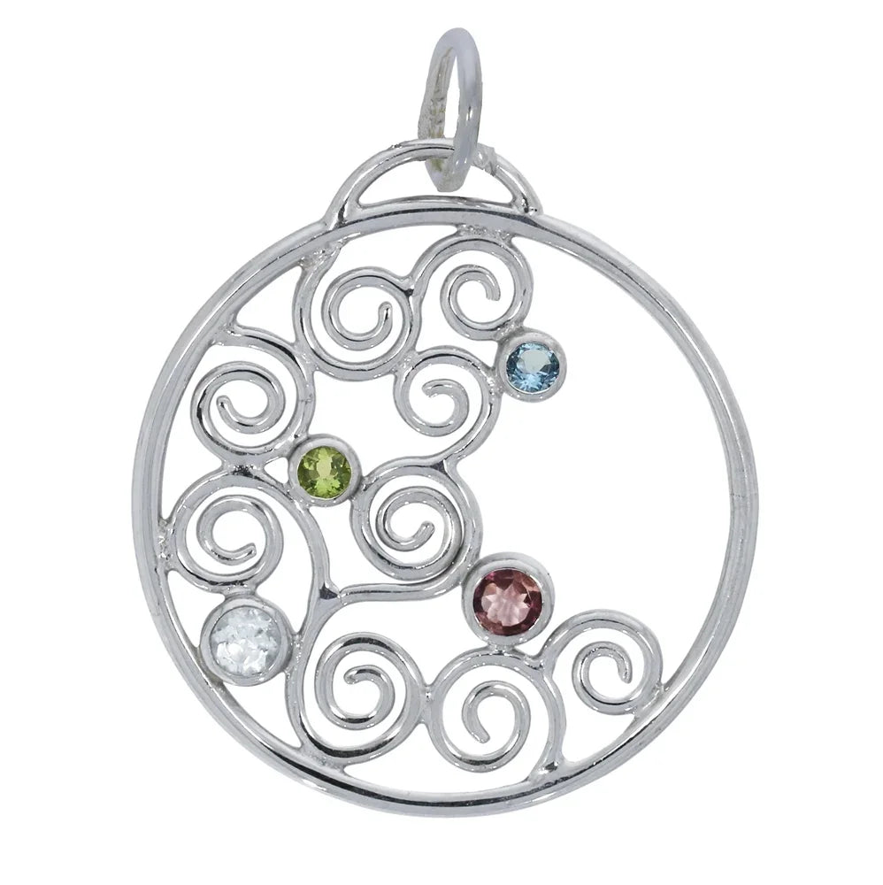 Anhänger "Wellenspiel" Peridot, Topas, Turmalin, 4,5cm - MeinSchmuckShop